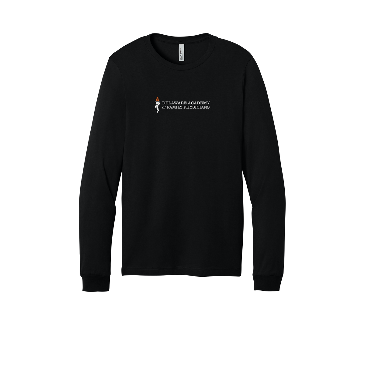 delfamdoc-all-season-medical-long-sleeve-tee-dtf-front-3501-black-flat-front