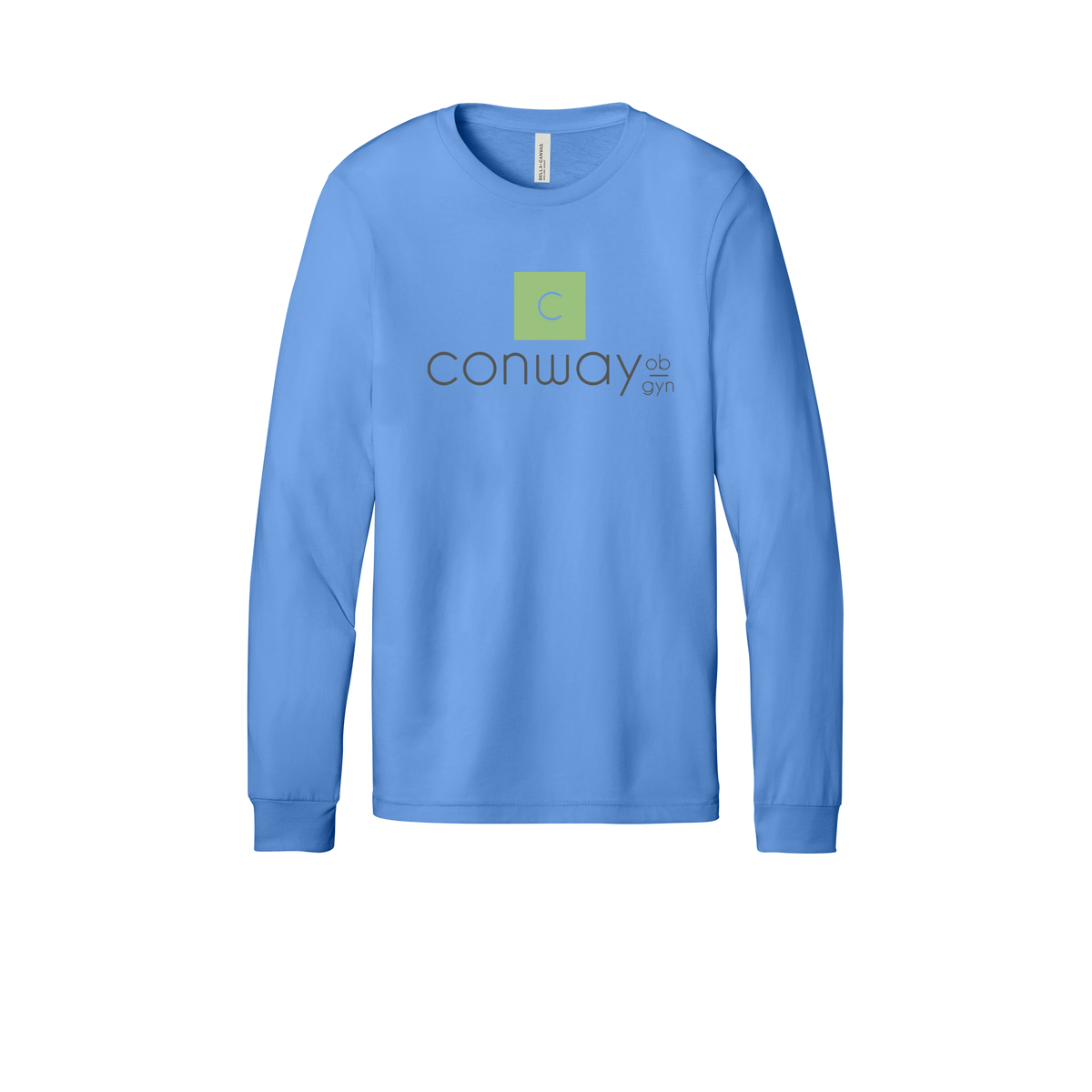 conwayobgyn-all-season-medical-long-sleeve-tee-dtf-front-3501-carolinablue-flat-front