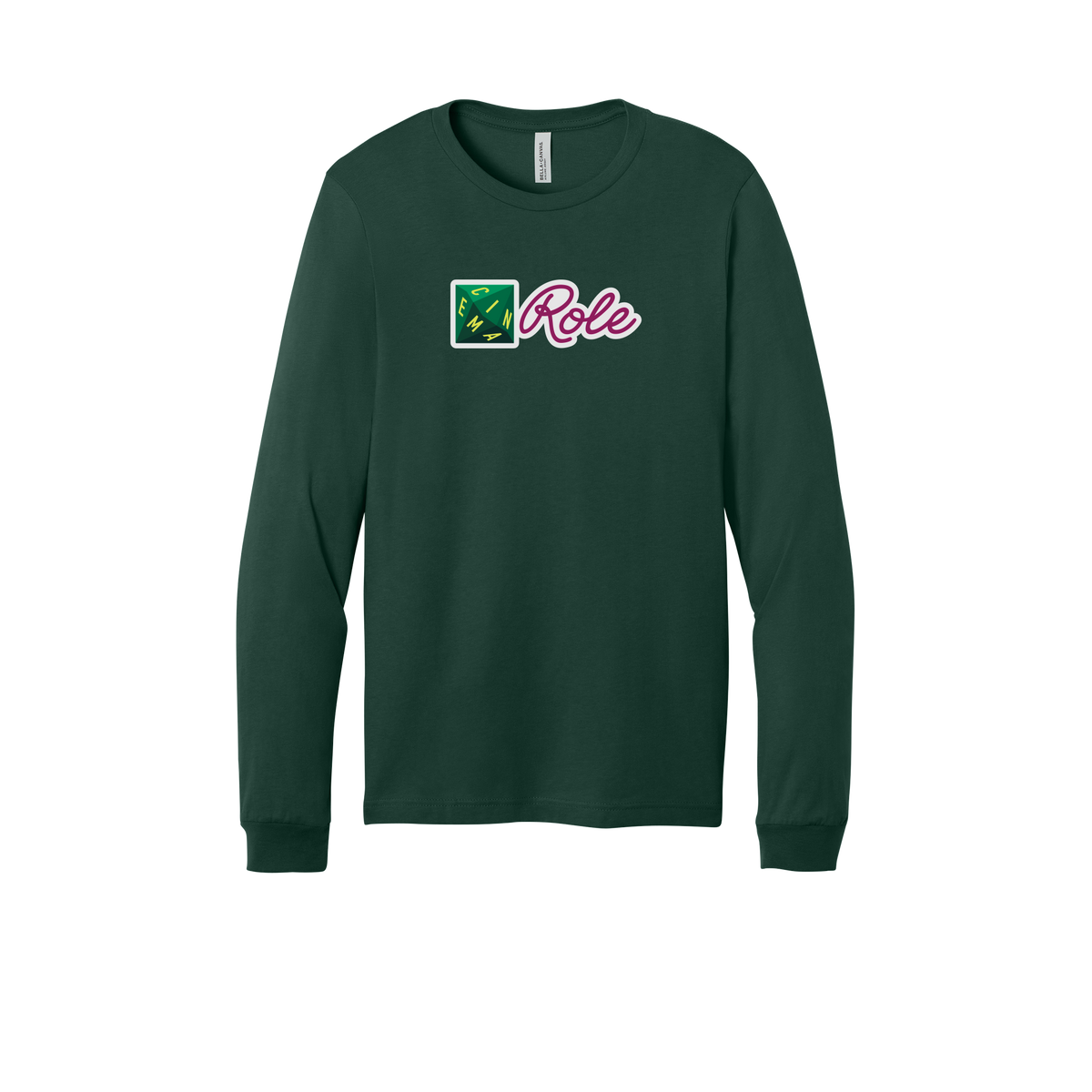 cinemarole-all-season-long-sleeve-tee-dtf-front-3501-forest-flat-front