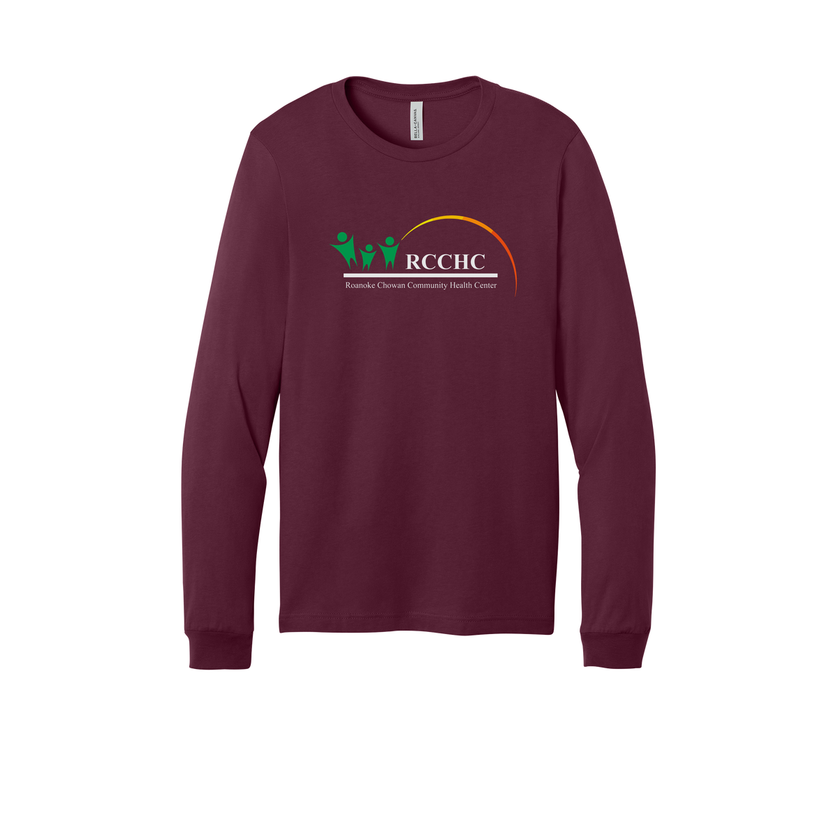 rcchc-all-season-medical-long-sleeve-tee-dtf-front-3501-maroon-flat-front