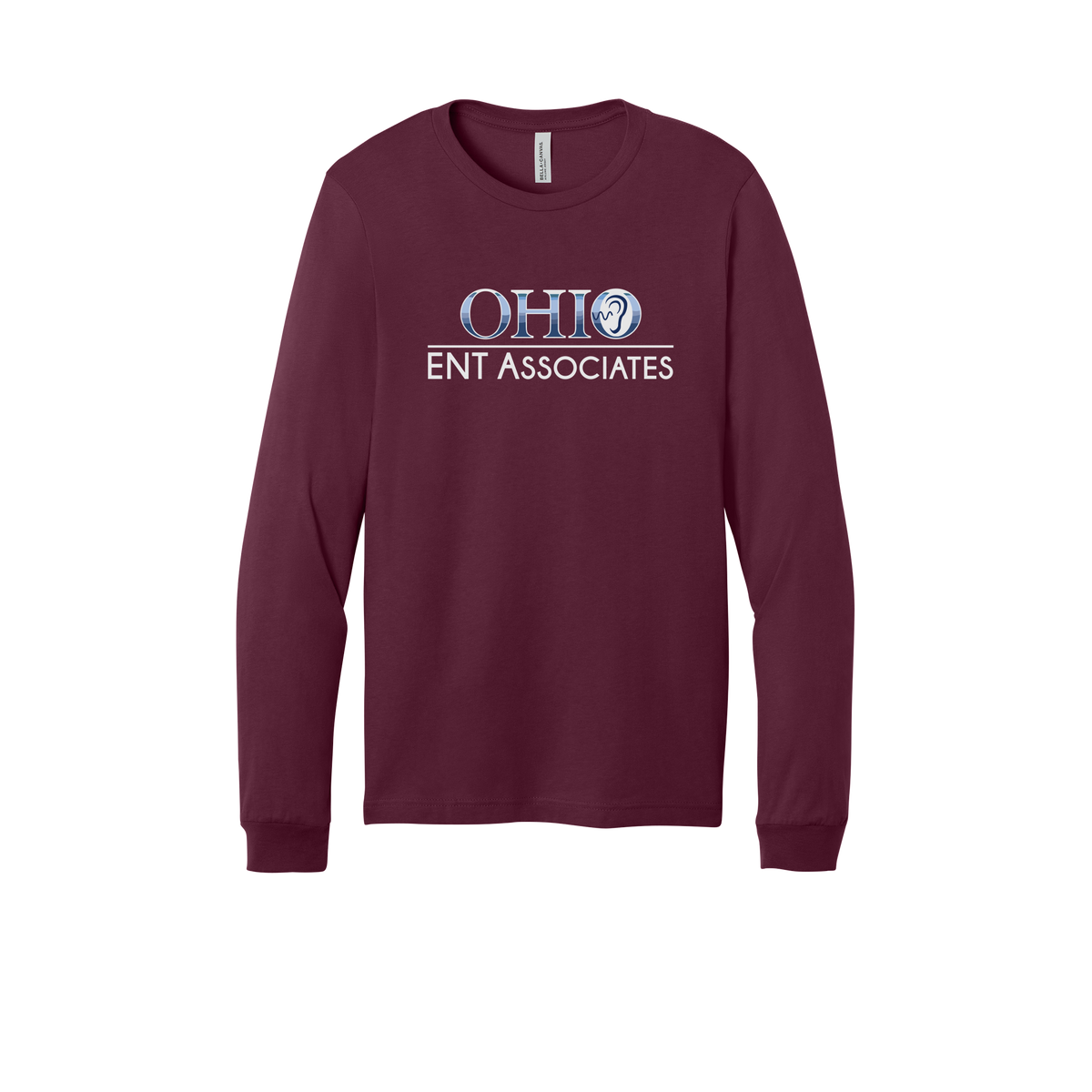 ohioentaudiology-all-season-medical-long-sleeve-tee-dtf-front-3501-maroon-flat-front