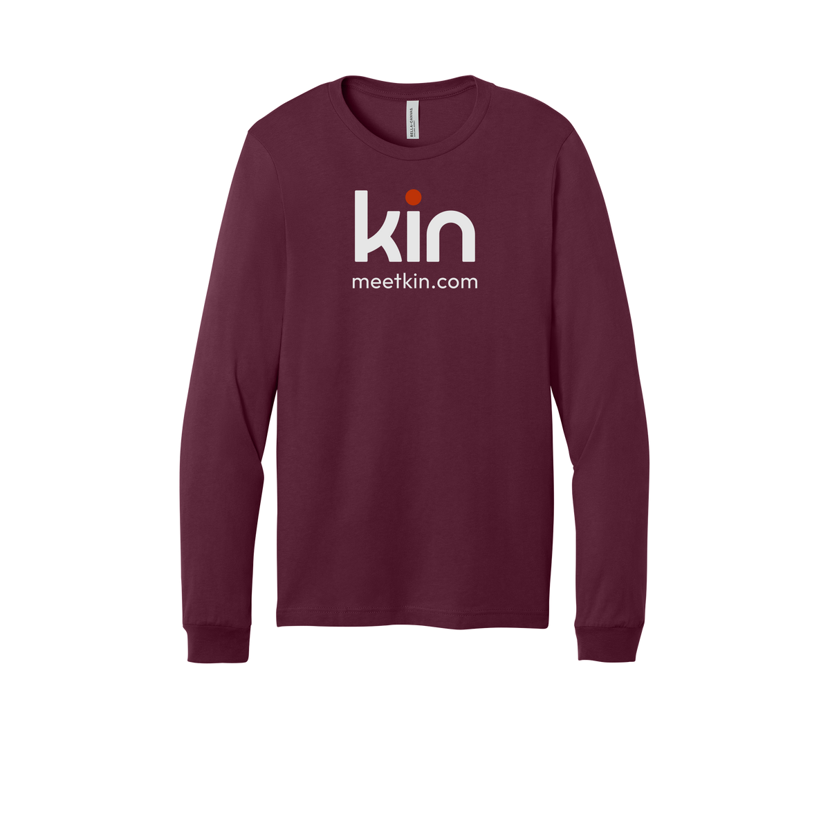 kin-all-season-long-sleeve-tee-dtf-front-3501-maroon-flat-front