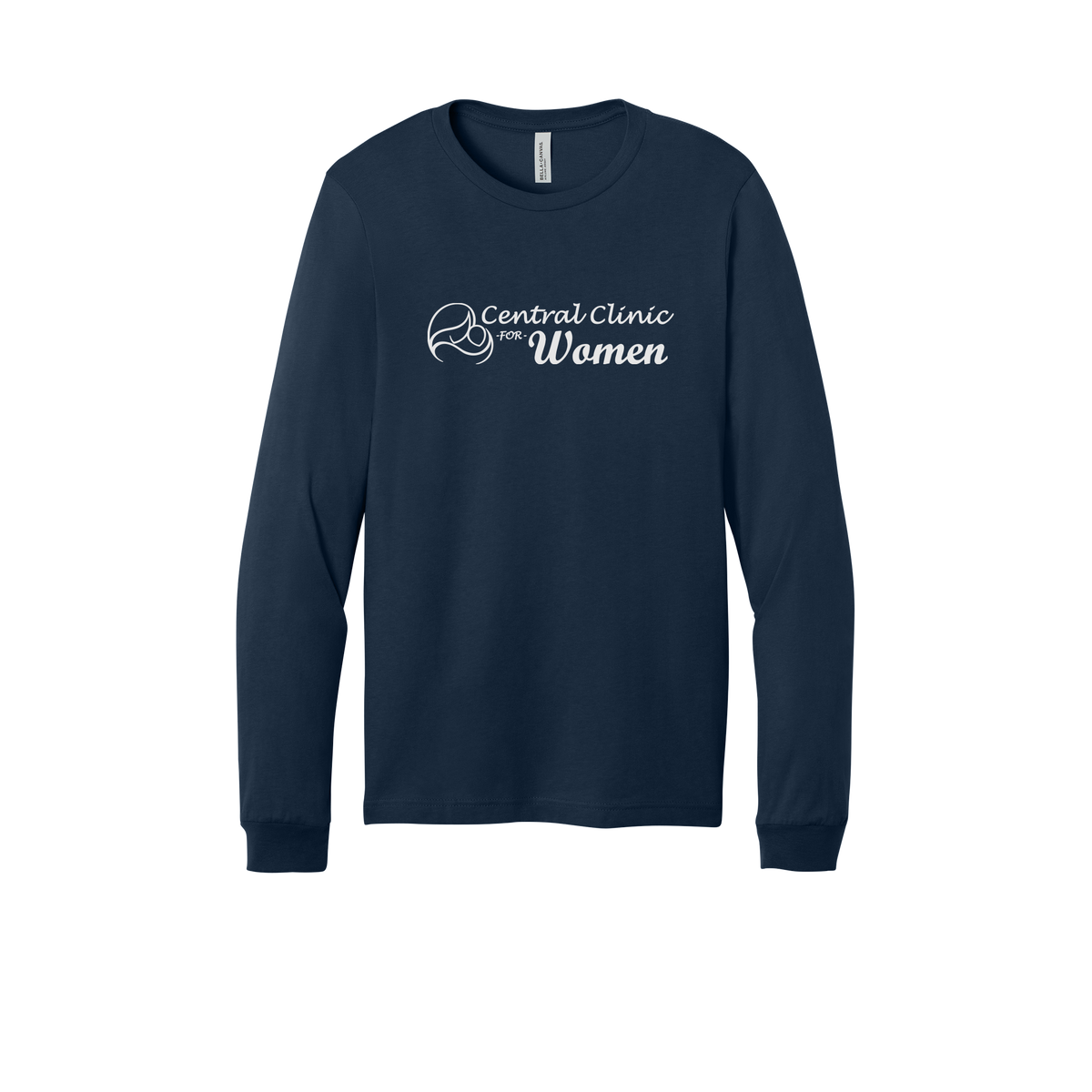 centralclinicforwomen-all-season-medical-long-sleeve-tee-dtf-front-3501-navy-flat-front