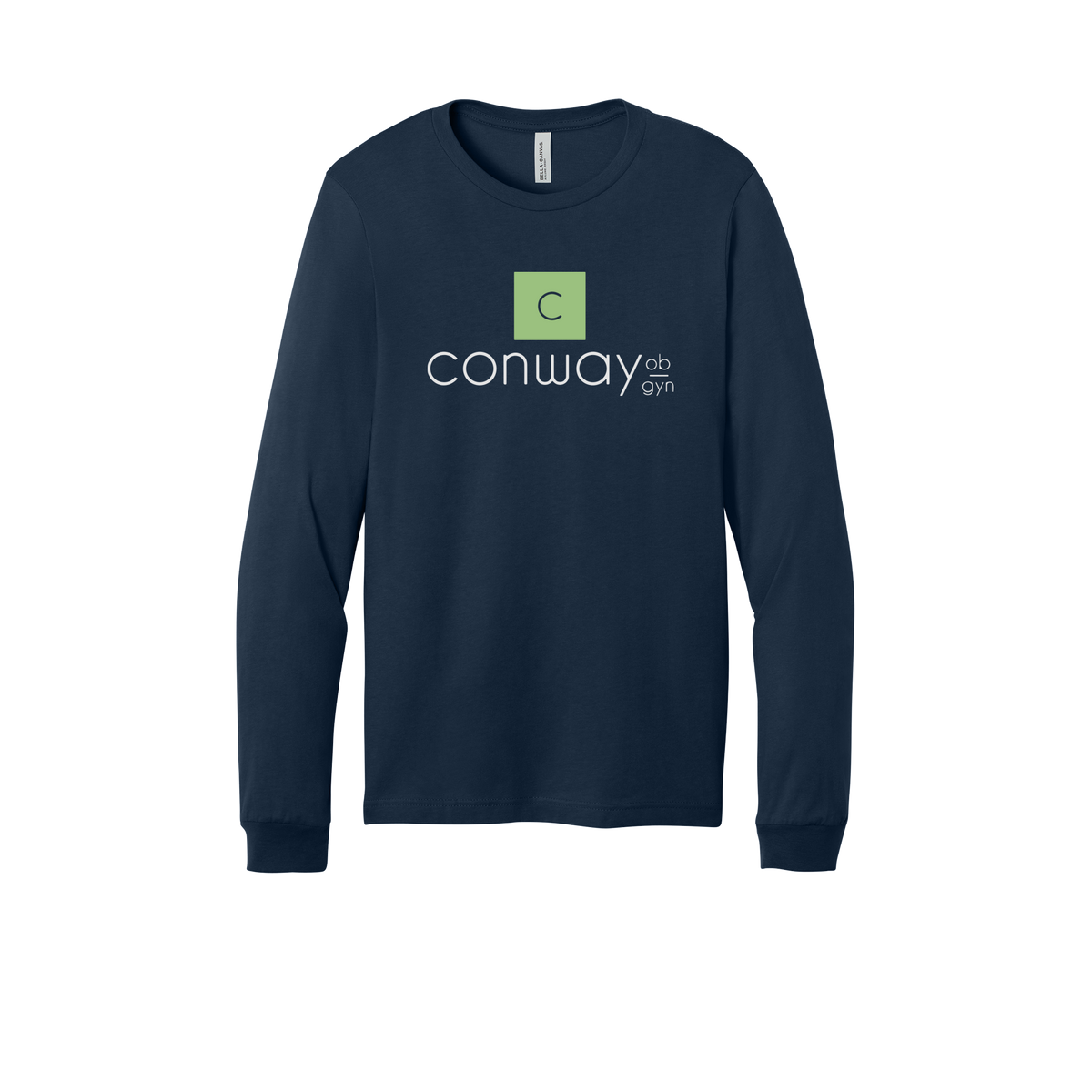 conwayobgyn-all-season-medical-long-sleeve-tee-dtf-front-3501-navy-flat-front
