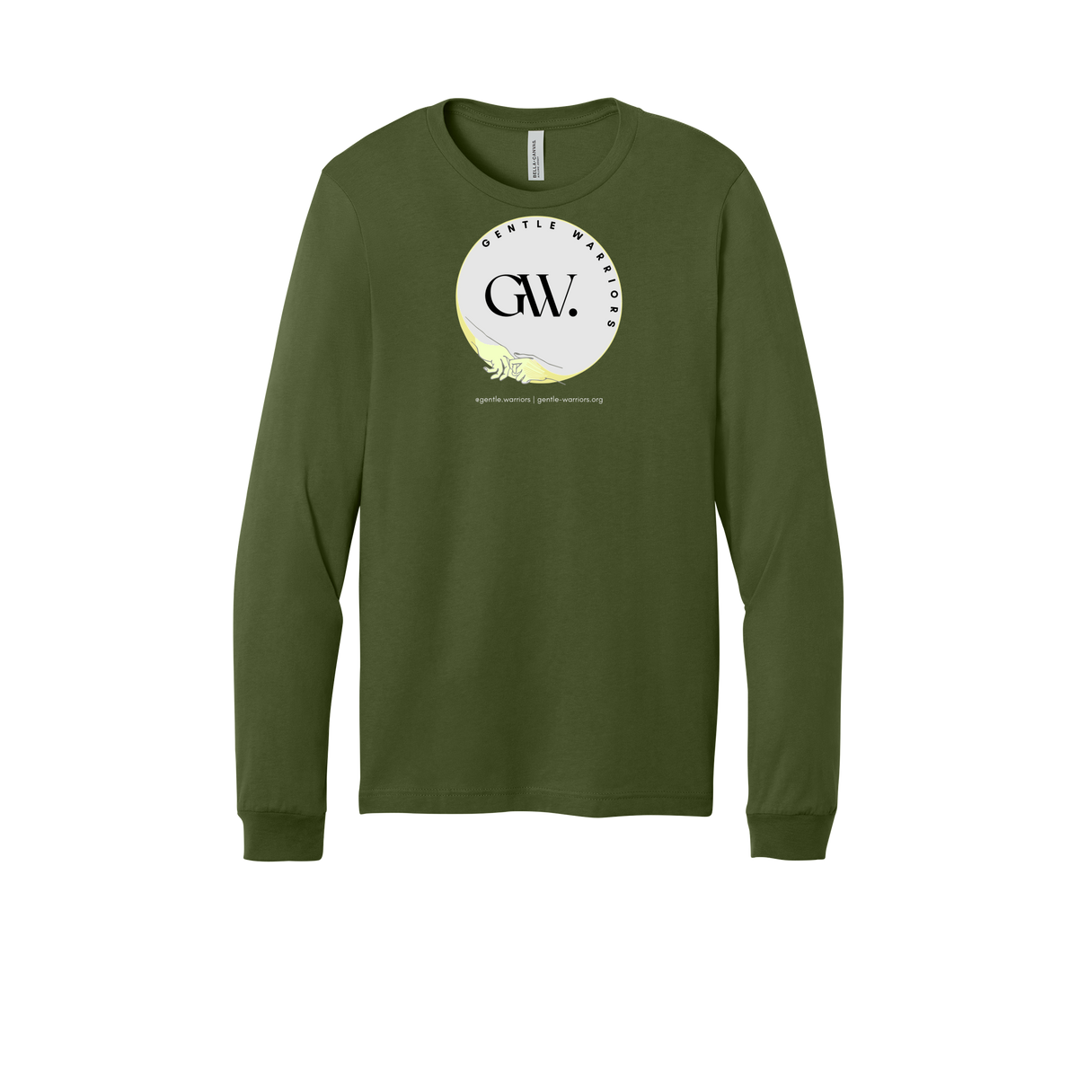 gentle-warriors-all-season-long-sleeve-tee-dtf-front-3501-olive-flat-front