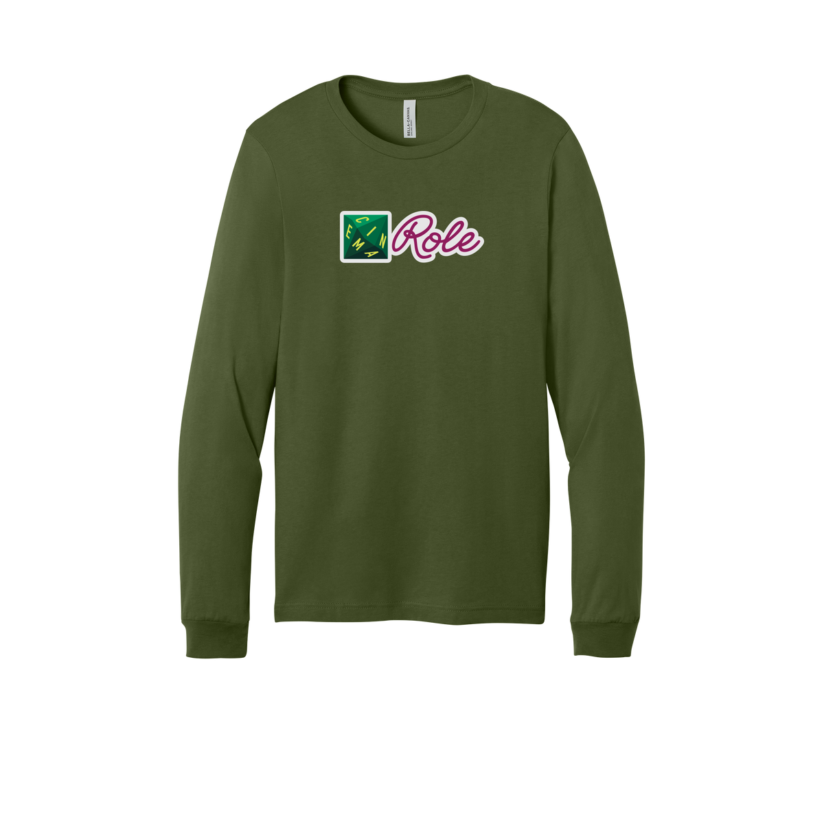 cinemarole-all-season-long-sleeve-tee-dtf-front-3501-olive-flat-front
