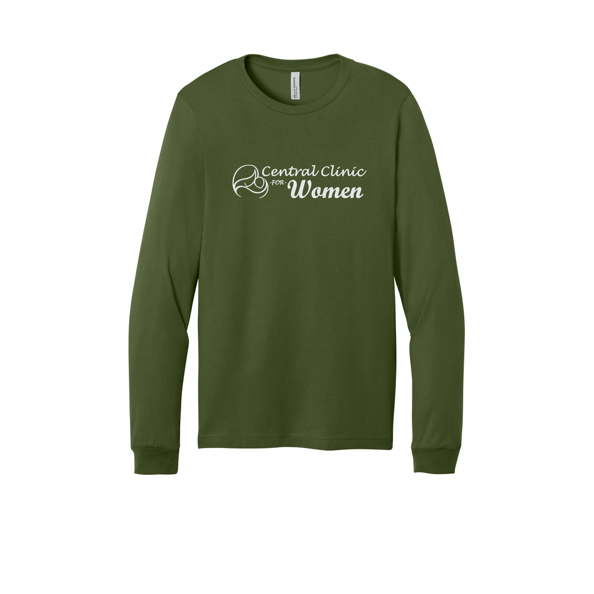 centralclinicforwomen-all-season-medical-long-sleeve-tee-dtf-front-3501-olive-flat-front