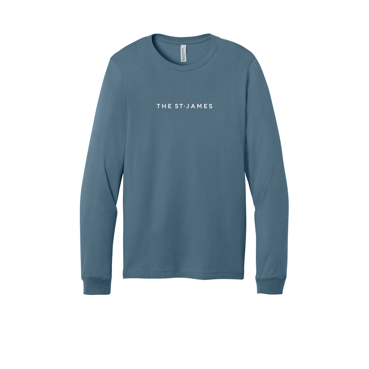 thestjames-all-season-long-sleeve-tee-dtf-front-3501-steelblue-flat-front