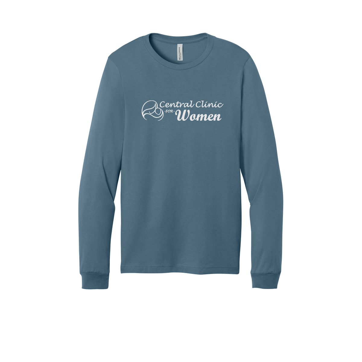 centralclinicforwomen-all-season-medical-long-sleeve-tee-dtf-front-3501-steelblue-flat-front