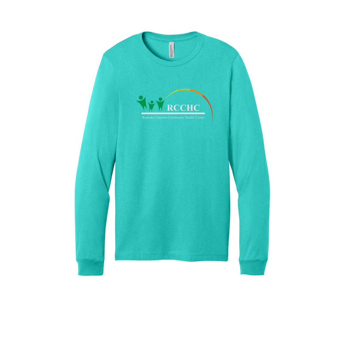 rcchc-all-season-medical-long-sleeve-tee-dtf-front-3501-teal-flat-front
