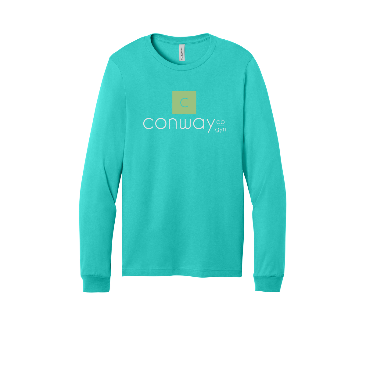 conwayobgyn-all-season-medical-long-sleeve-tee-dtf-front-3501-teal-flat-front