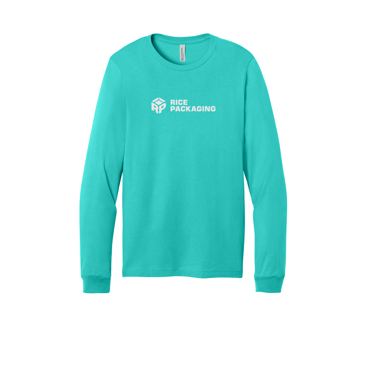 ricepackaging-all-season-long-sleeve-tee-dtf-front-3501-teal-flat-front