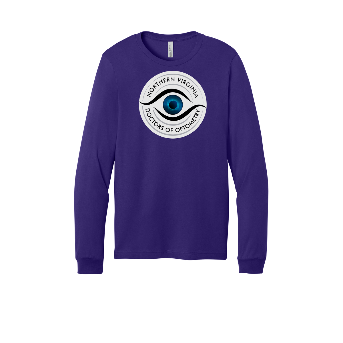 novaeyedocs-all-season-medical-long-sleeve-tee-dtf-front-3501-teampurple-flat-front