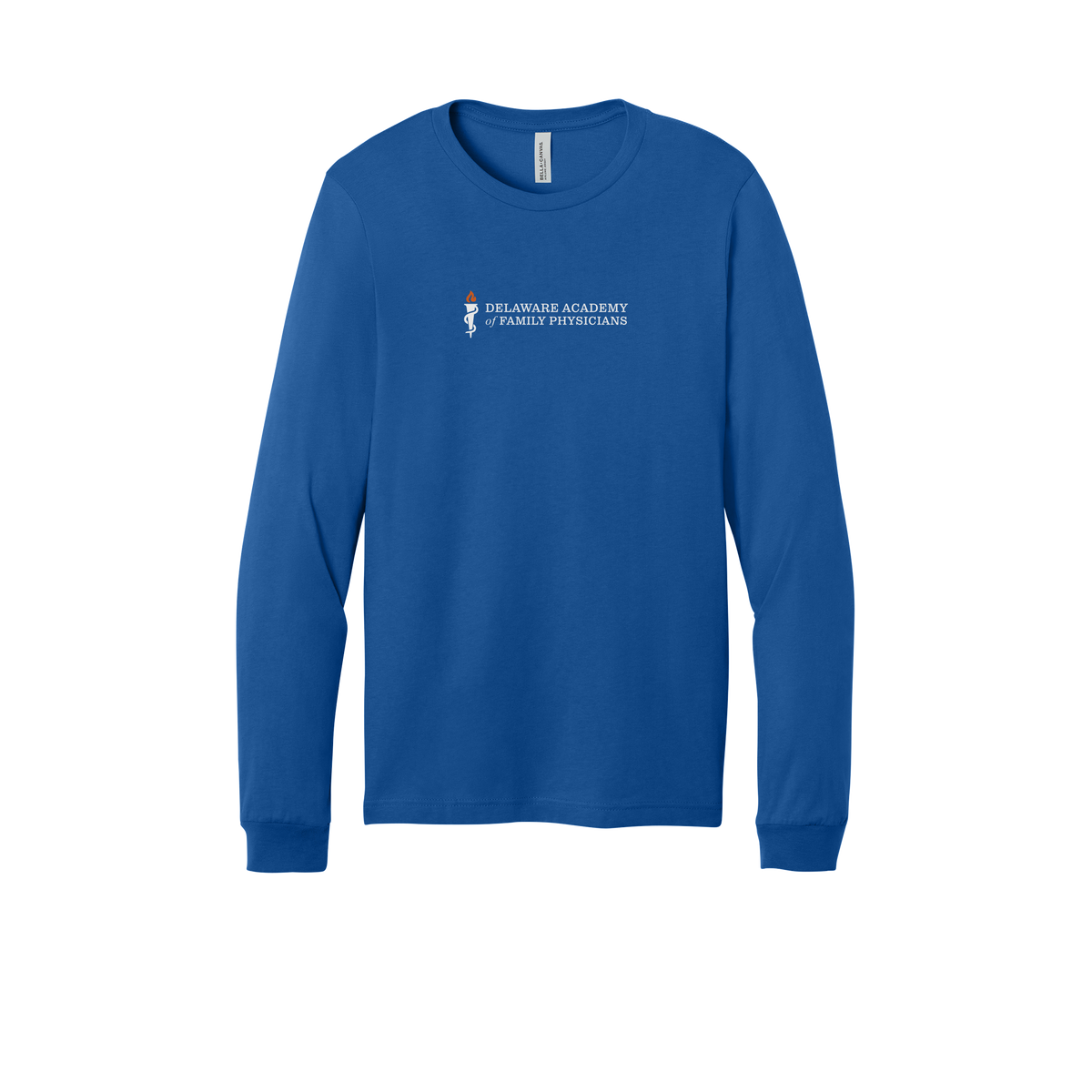 delfamdoc-all-season-medical-long-sleeve-tee-dtf-front-3501-trueroyal-flat-front