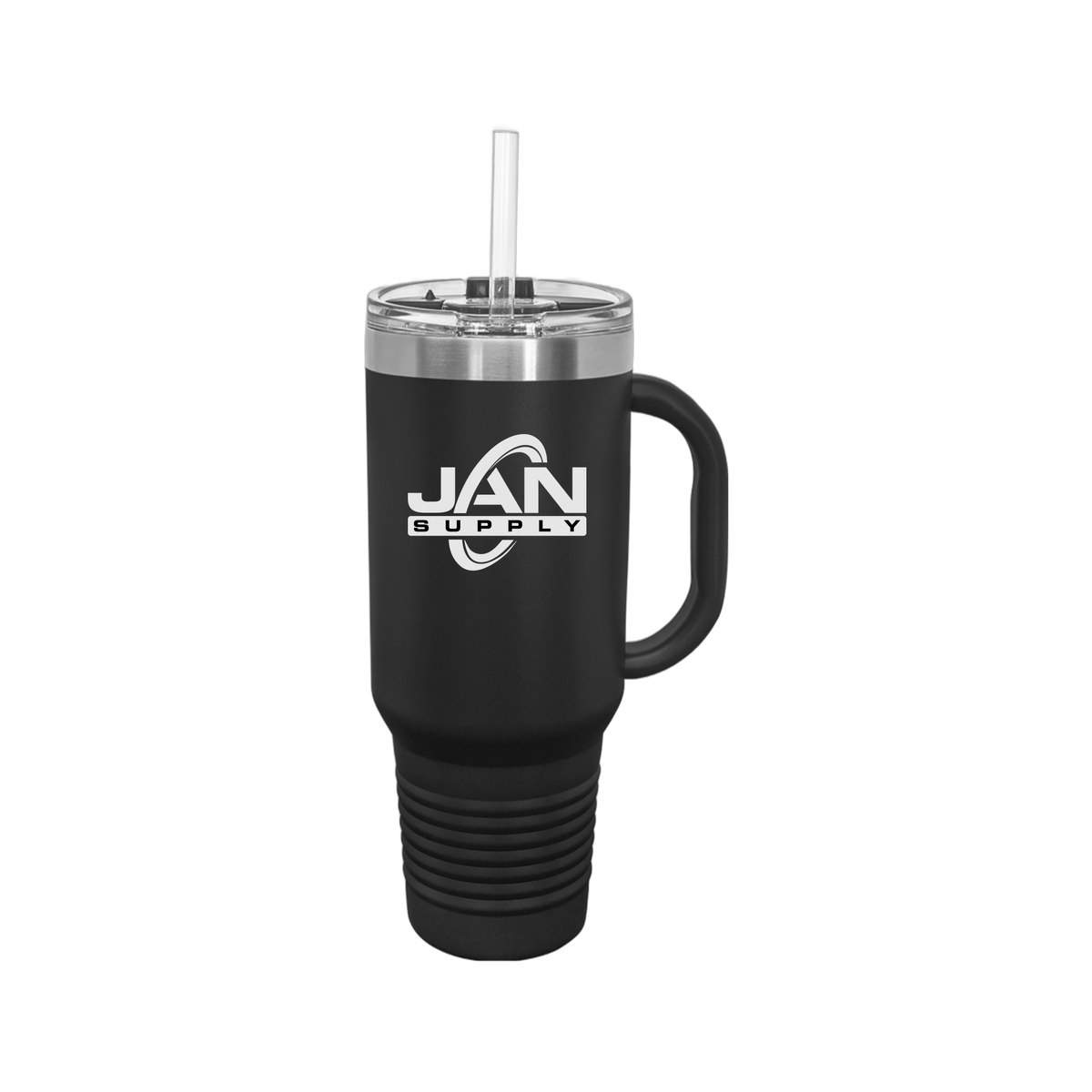 jan-pro-travel-mug-40oz-uv-drinkwarefront-40ozTravelMug-black-flat-front