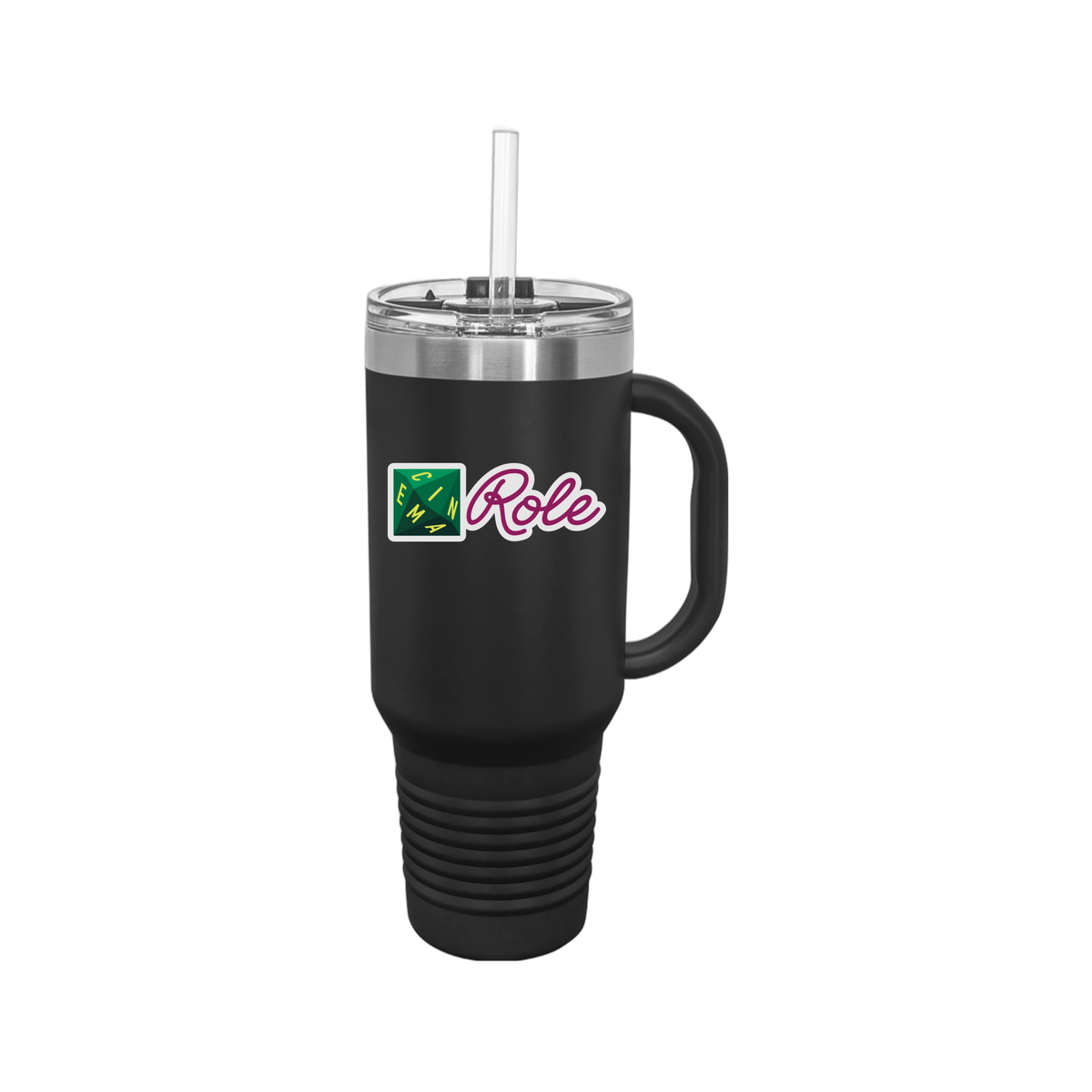cinemarole-travel-mug-40oz-uv-drinkwarefront-40ozTravelMug-black-flat-front