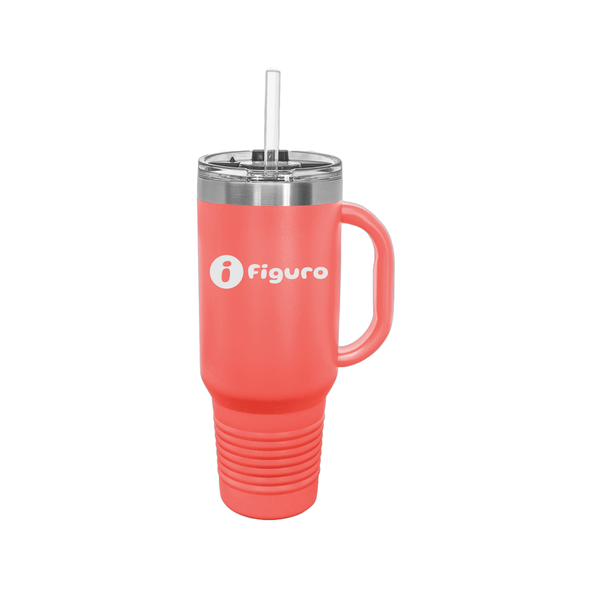 getfiguro-travel-mug-40oz-uv-drinkwarefront-40ozTravelMug-coral-flat-front