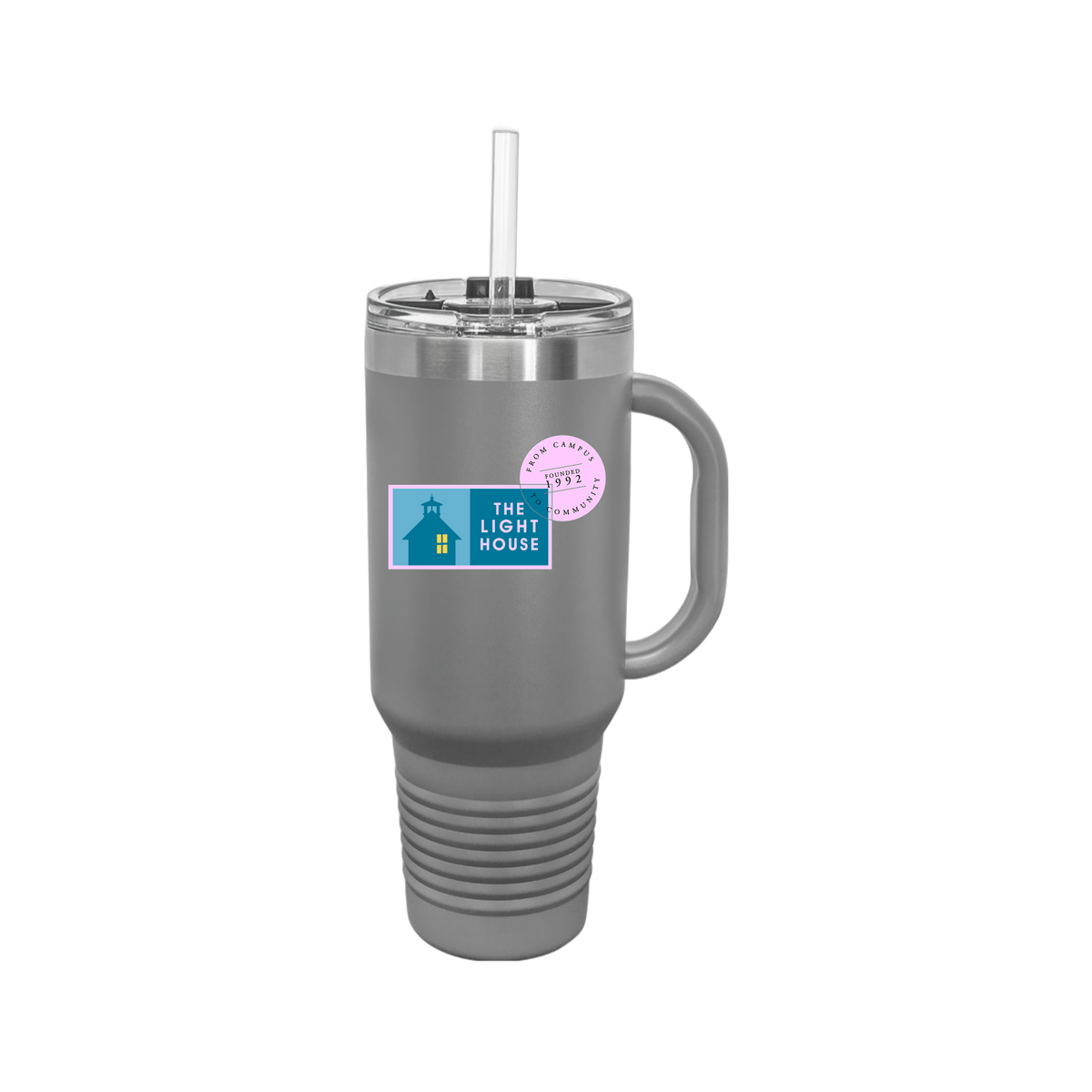 lhcampus-travel-mug-40oz-uv-drinkwarefront-40ozTravelMug-darkgray-flat-front