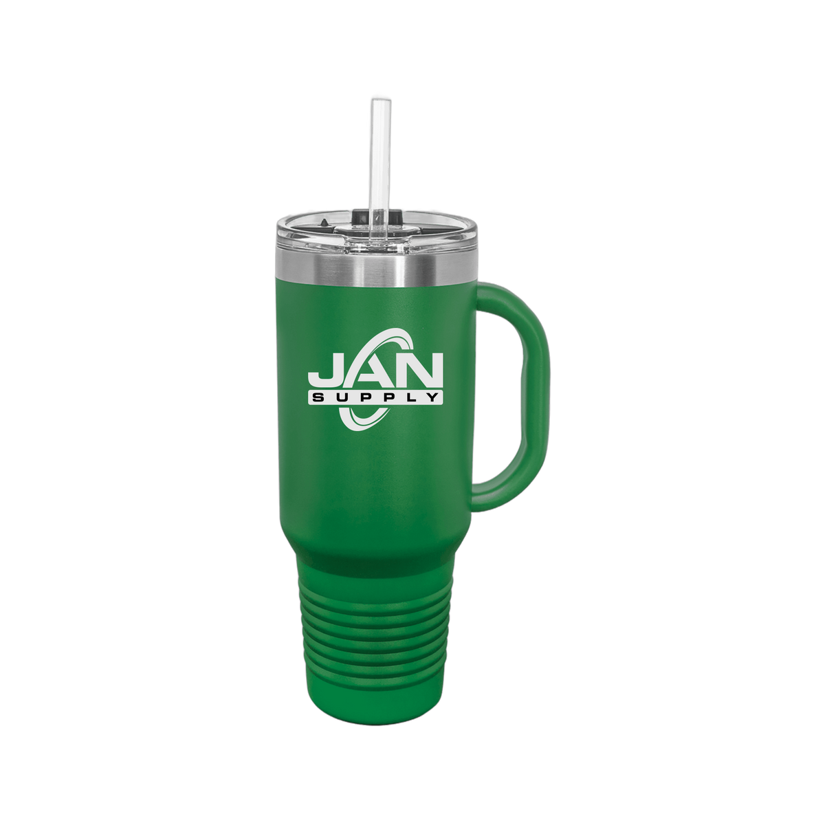 jan-pro-travel-mug-40oz-uv-drinkwarefront-40ozTravelMug-green-flat-front
