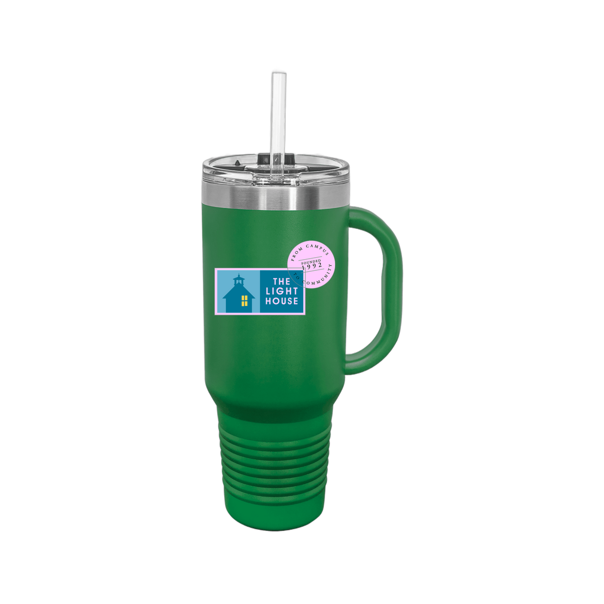 lhcampus-travel-mug-40oz-uv-drinkwarefront-40ozTravelMug-green-flat-front