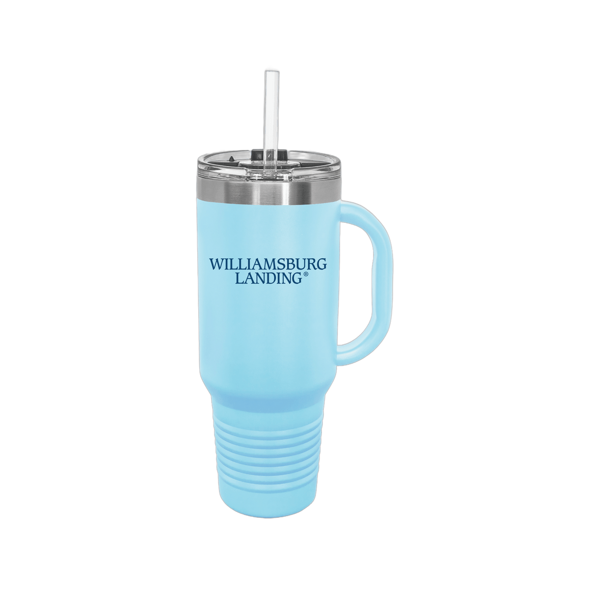 williamsburglanding-travel-mug-40oz-uv-drinkwarefront-40ozTravelMug-lightblue-flat-front