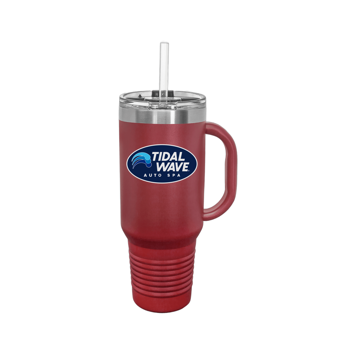 tidalwaveautospa-travel-mug-40oz-uv-drinkwarefront-40ozTravelMug-maroon-flat-front