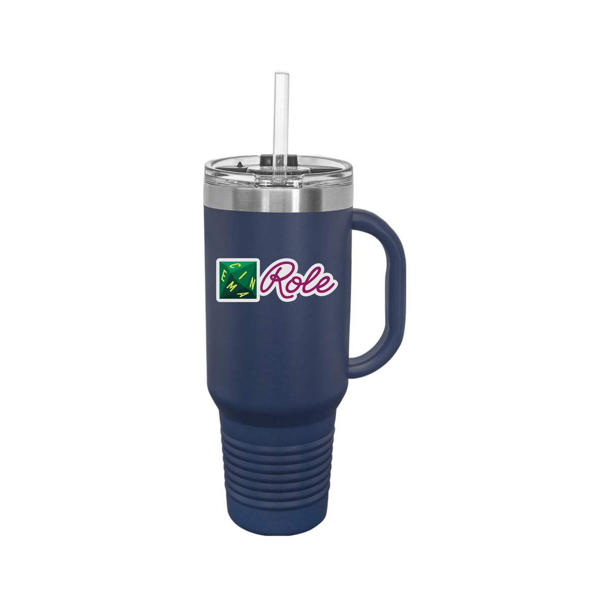 cinemarole-travel-mug-40oz-uv-drinkwarefront-40ozTravelMug-navyblue-flat-front