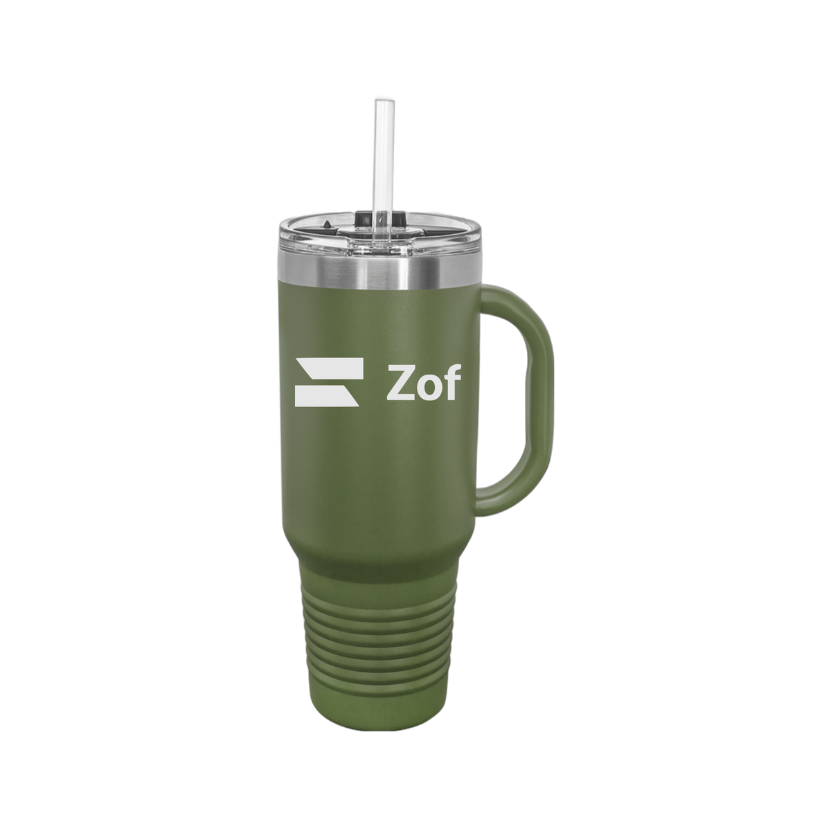 zof-travel-mug-40oz-uv-drinkwarefront-40ozTravelMug-olivegreen-flat-front