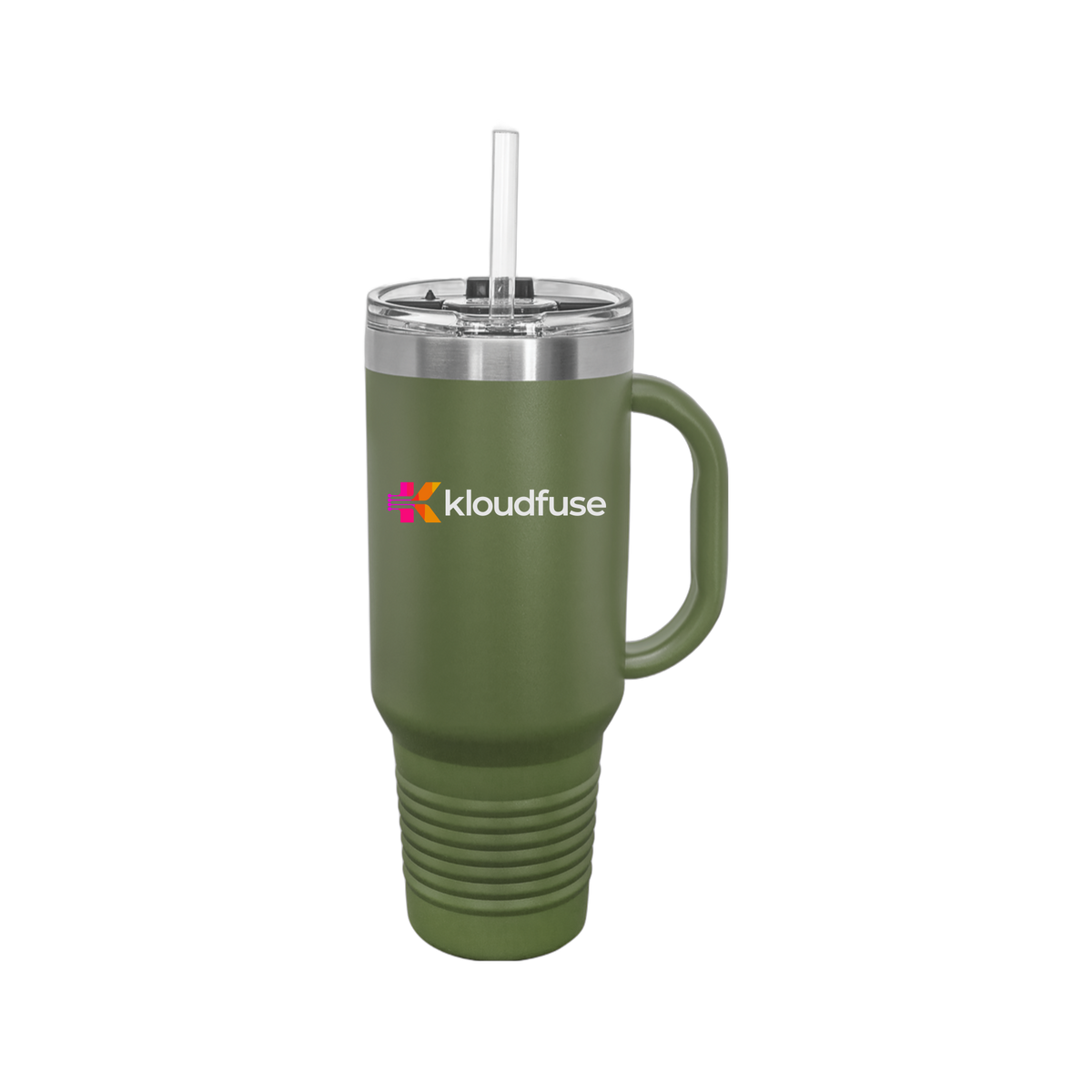 kloudfuse-travel-mug-40oz-uv-drinkwarefront-40ozTravelMug-olivegreen-flat-front