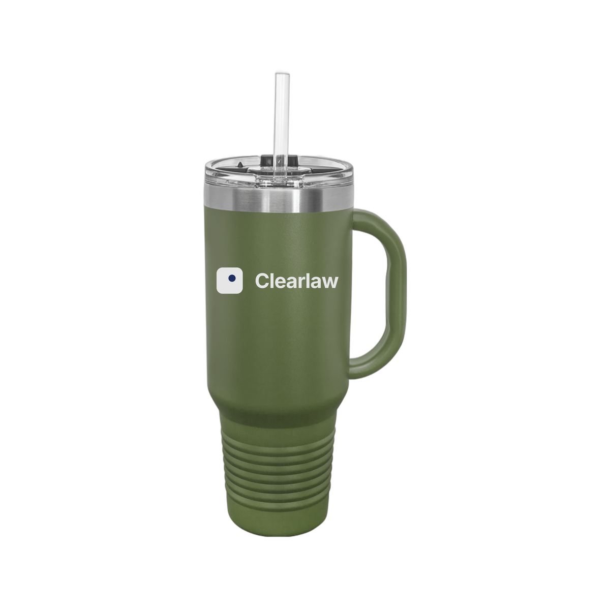 clearlaw-travel-mug-40oz-uv-drinkwarefront-40ozTravelMug-olivegreen-flat-front