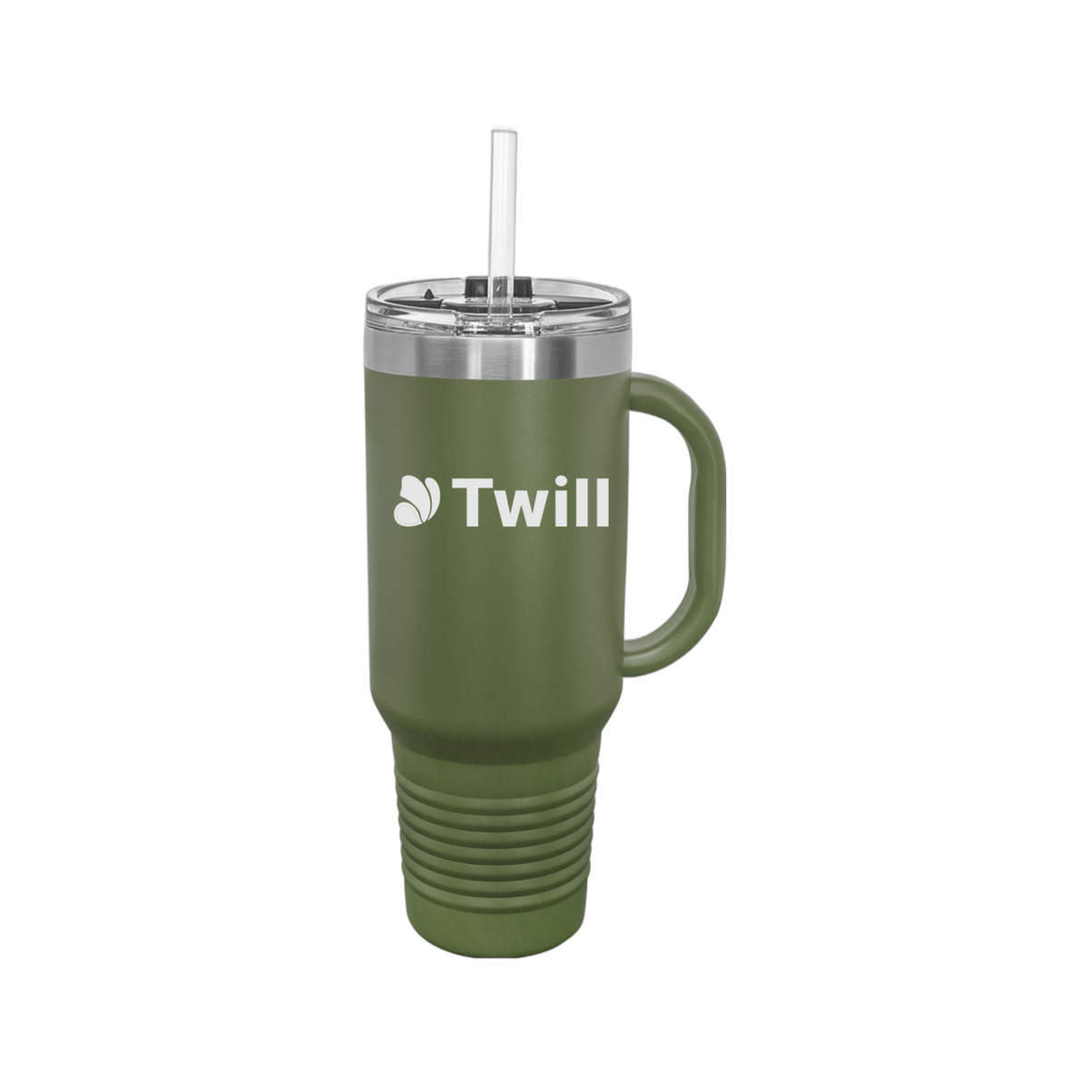 withtwill-travel-mug-40oz-uv-drinkwarefront-40ozTravelMug-olivegreen-flat-front