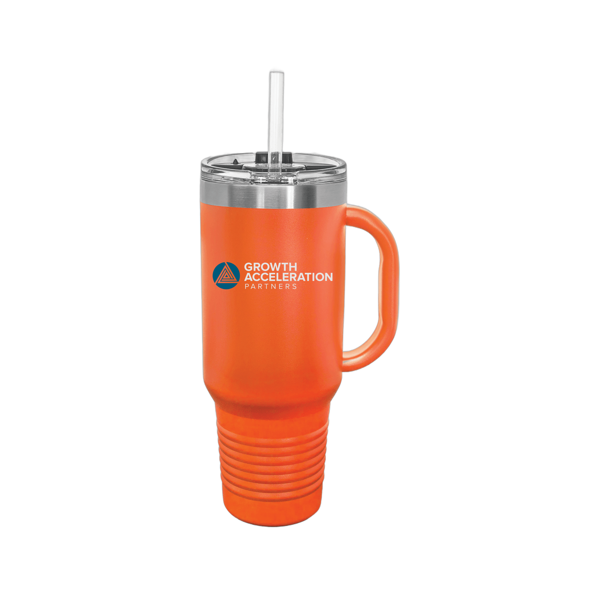 growthaccelerationpartners-travel-mug-40oz-uv-drinkwarefront-40ozTravelMug-orange-flat-front