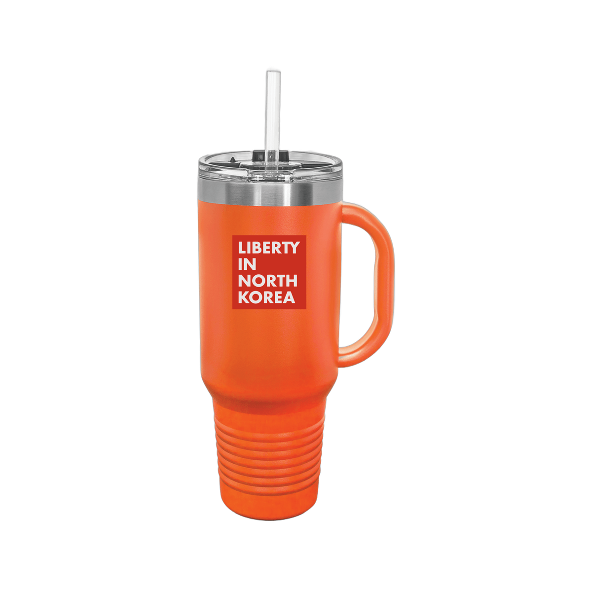 libertyinnorthkorea-travel-mug-40oz-uv-drinkwarefront-40ozTravelMug-orange-flat-front