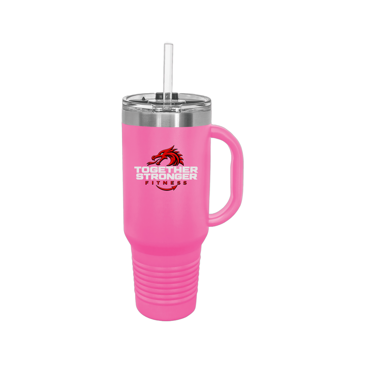 togetherstrongerfitness-travel-mug-40oz-uv-drinkwarefront-40ozTravelMug-pink-flat-front
