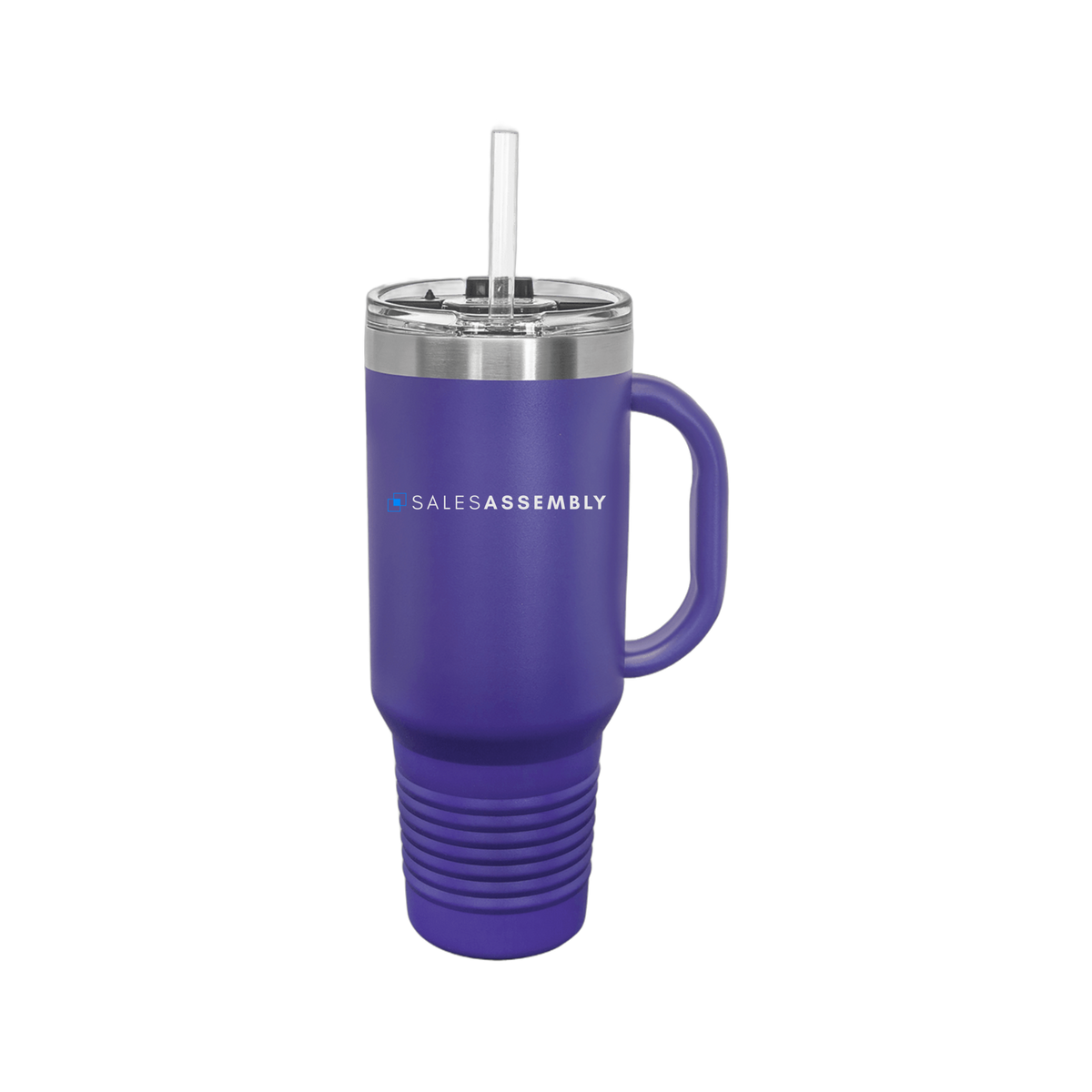 salesassembly-travel-mug-40oz-uv-drinkwarefront-40ozTravelMug-purple-flat-front