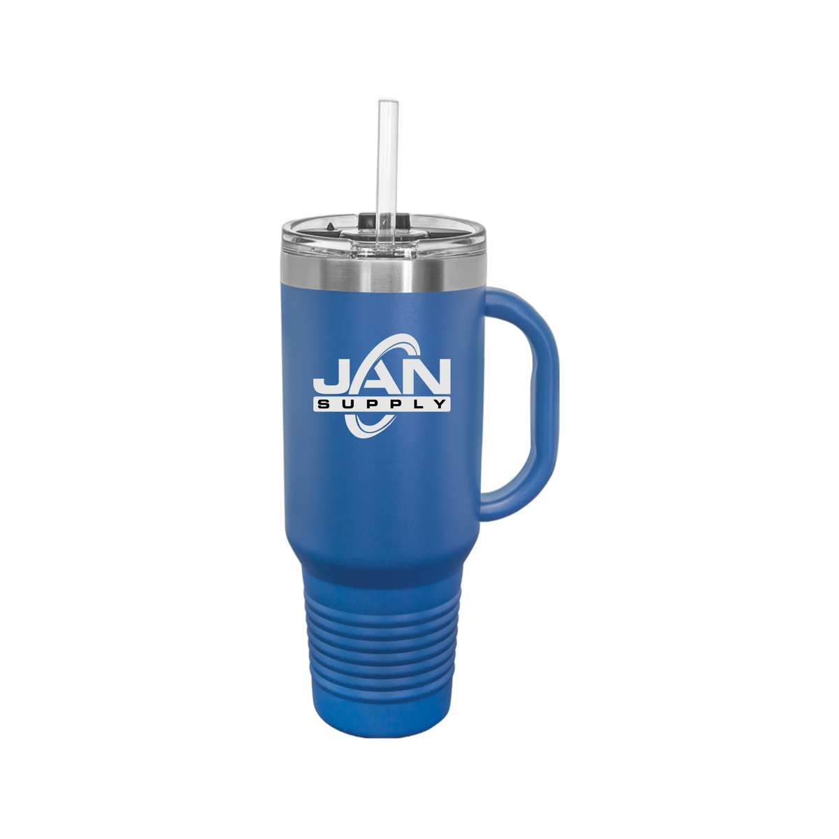 jan-pro-travel-mug-40oz-uv-drinkwarefront-40ozTravelMug-royalblue-flat-front