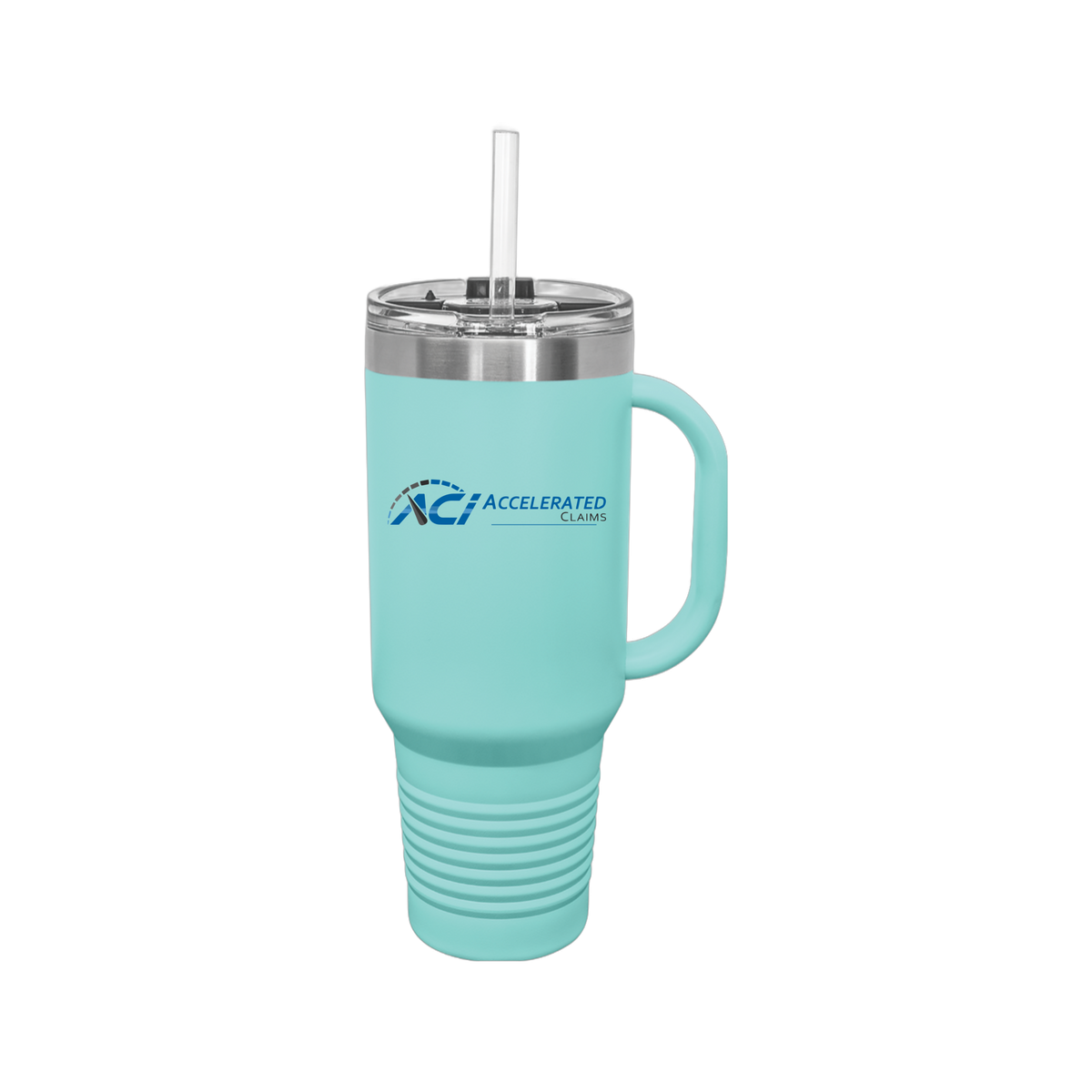 accelclaims-travel-mug-40oz-uv-drinkwarefront-40ozTravelMug-teal-flat-front