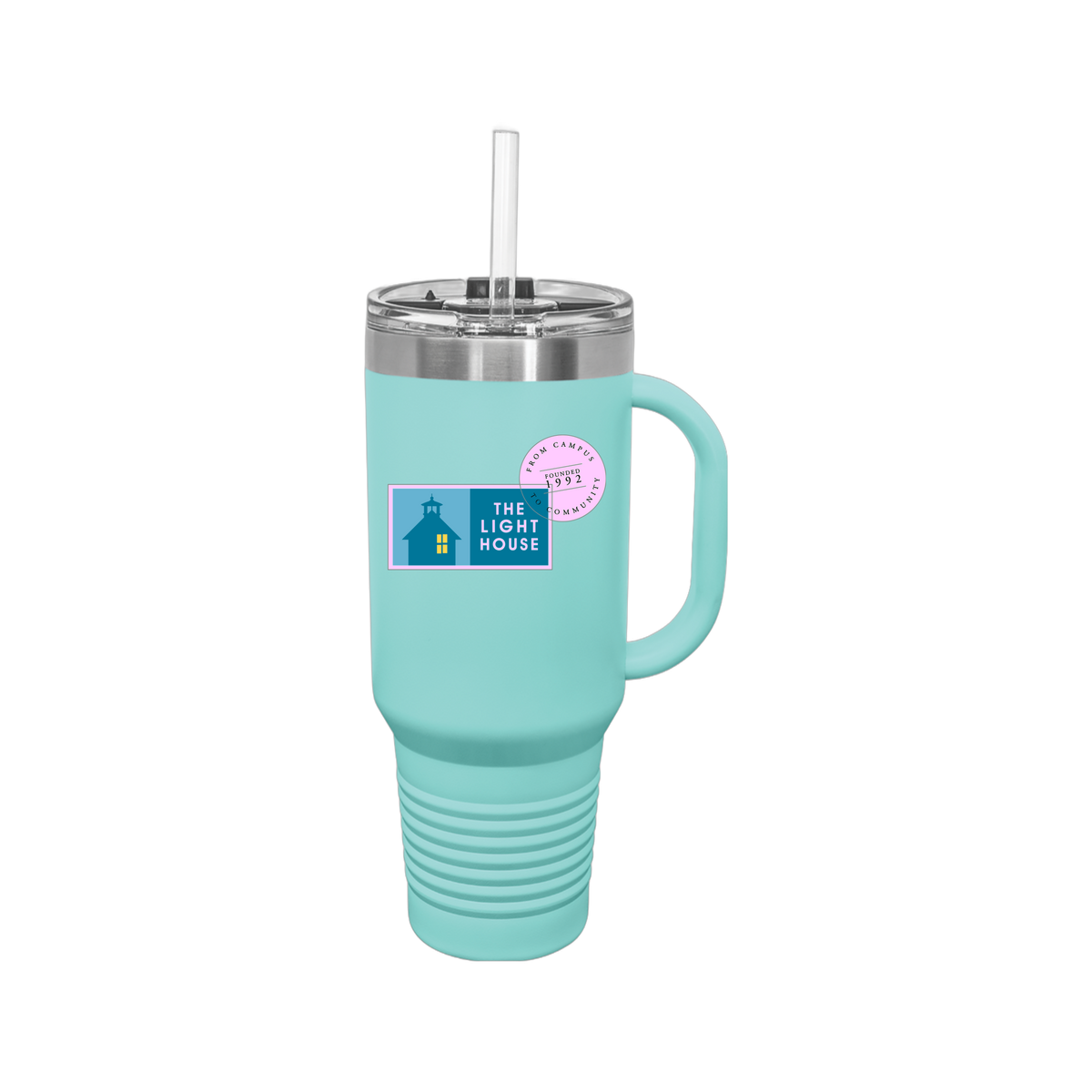 lhcampus-travel-mug-40oz-uv-drinkwarefront-40ozTravelMug-teal-flat-front