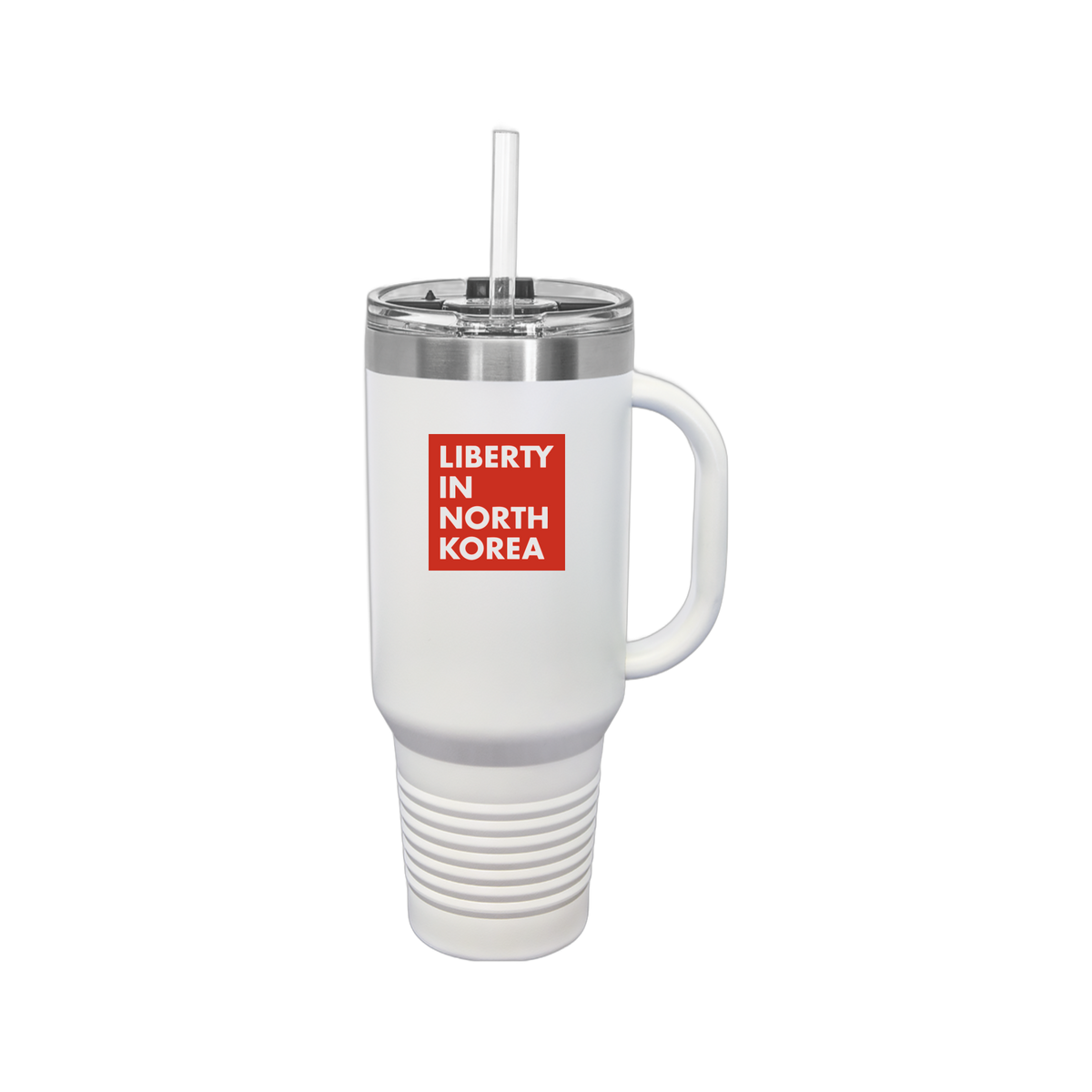 libertyinnorthkorea-travel-mug-40oz-uv-drinkwarefront-40ozTravelMug-white-flat-front