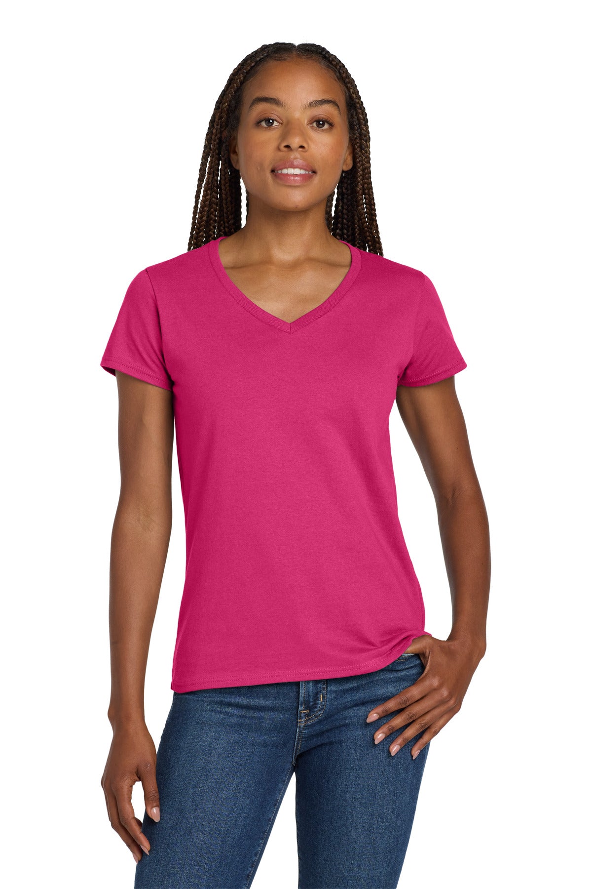 Gildan® Women's Heavy Cotton™ 100% Cotton V-Neck T-Shirt. 5V00L