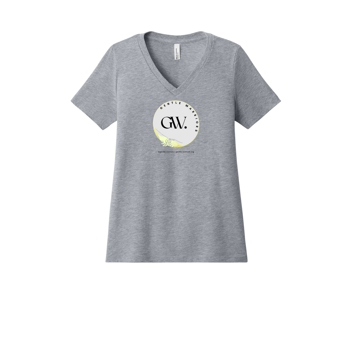 gentle-warriors-womens-relaxed-v-neck-tee-dtf-front-6405CVC-athleticheather-flat-front