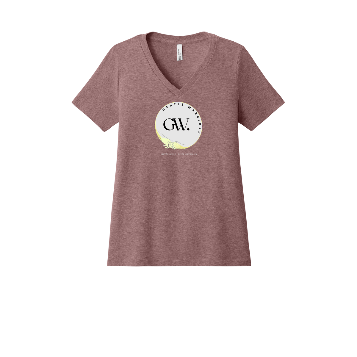 gentle-warriors-womens-relaxed-v-neck-tee-dtf-front-6405CVC-heathermauve-flat-front
