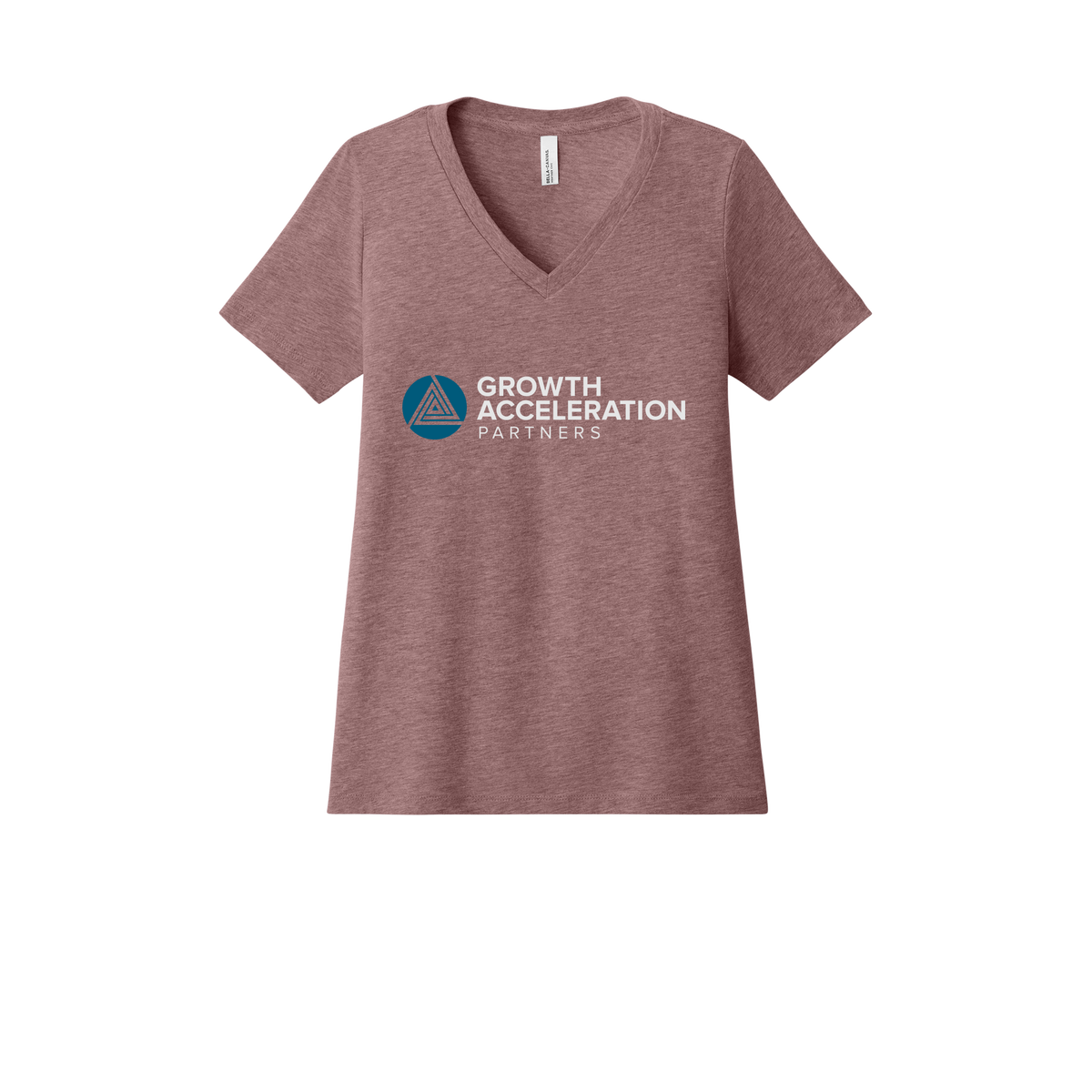 growthaccelerationpartners-womens-relaxed-v-neck-tee-dtf-front-6405CVC-heathermauve-flat-front