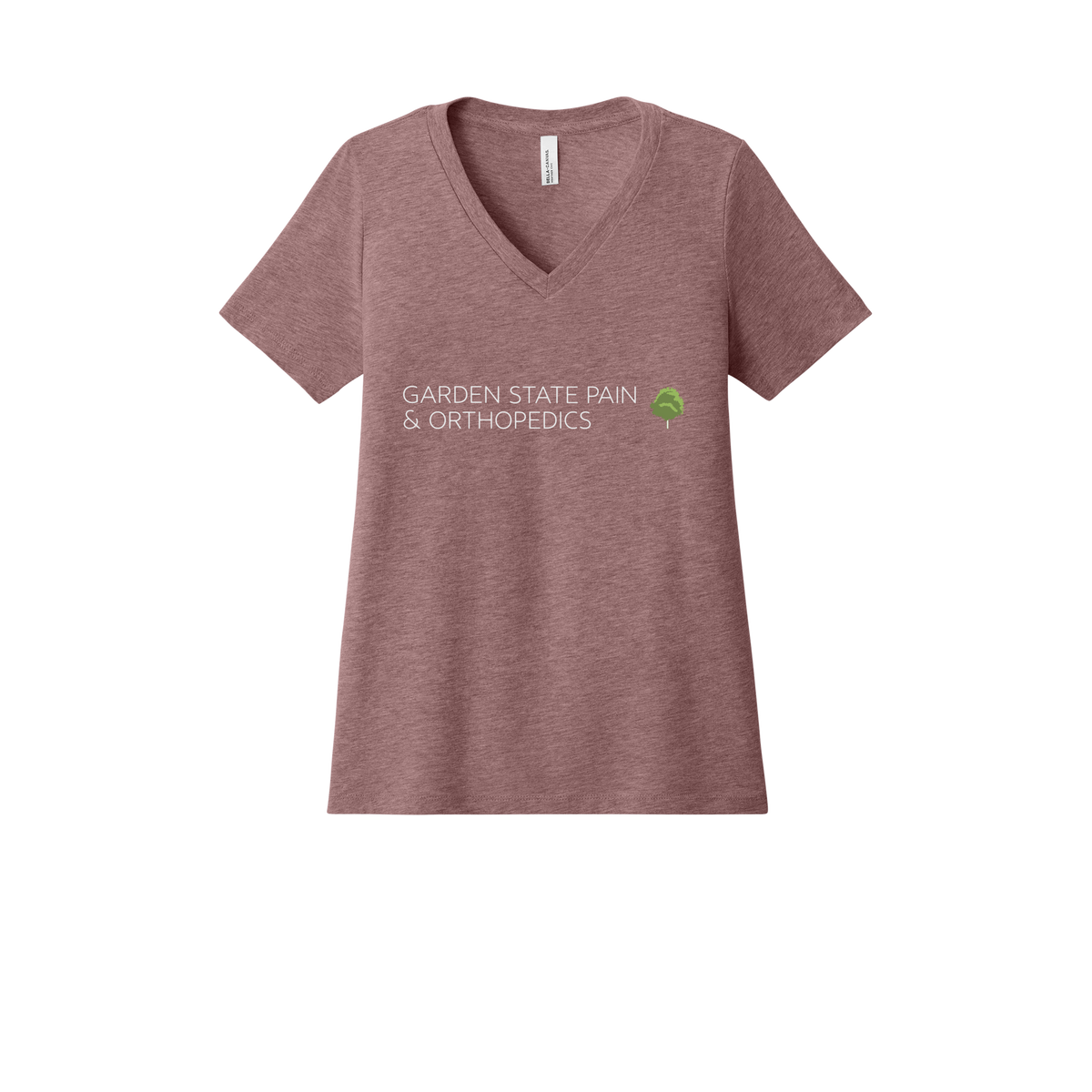 gardenstatepain-womens-relaxed-v-neck-tee-dtf-front-6405CVC-heathermauve-flat-front