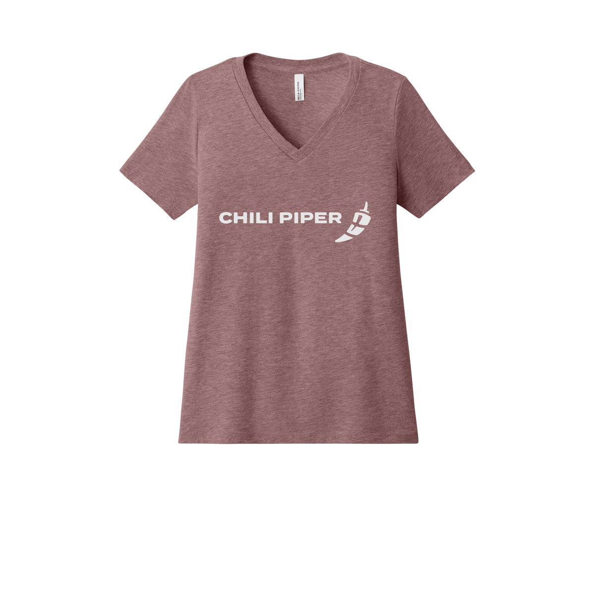 chilipiper-womens-relaxed-v-neck-tee-dtf-front-6405CVC-heathermauve-flat-front