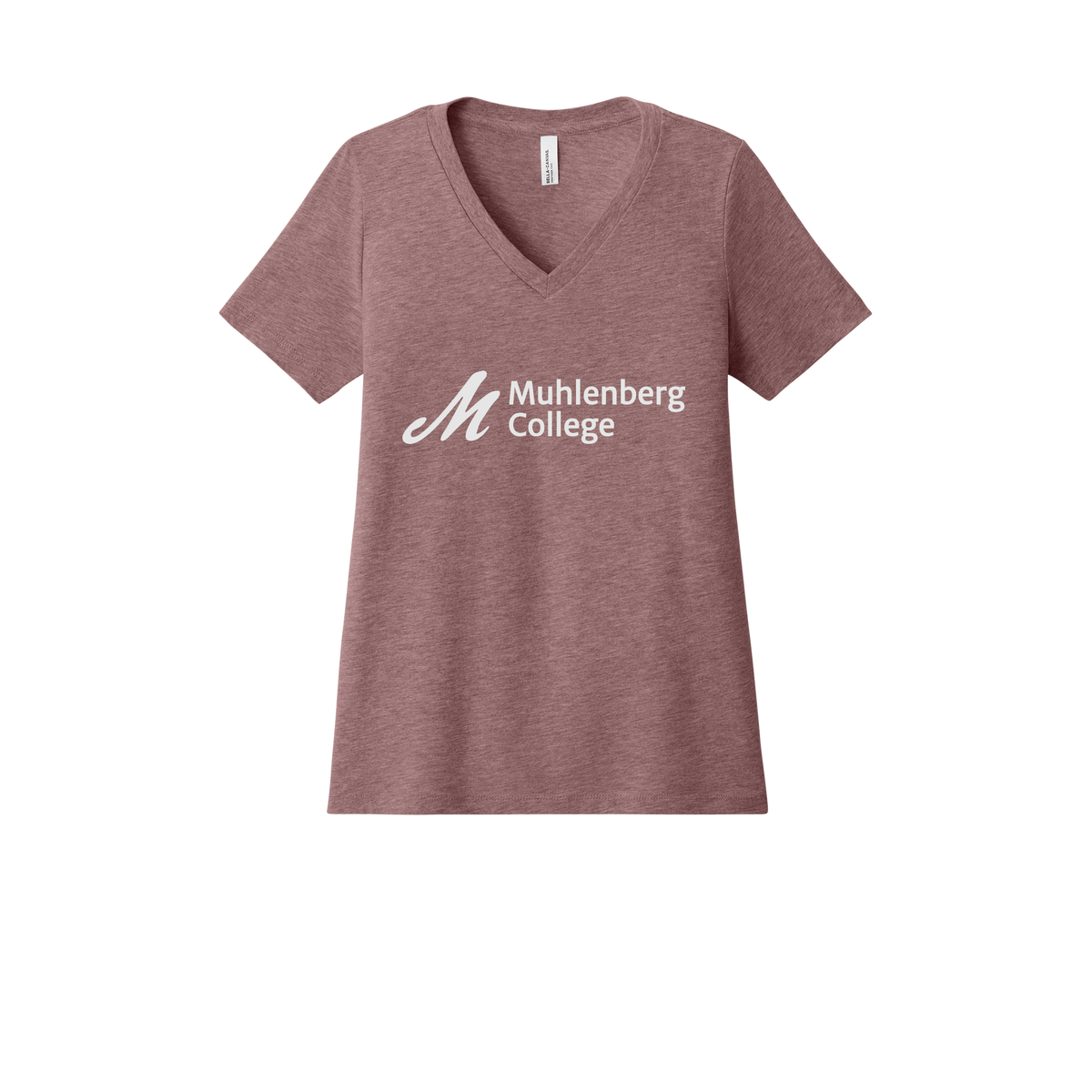 muhlenberg-womens-relaxed-v-neck-tee-dtf-front-6405CVC-heathermauve-flat-front