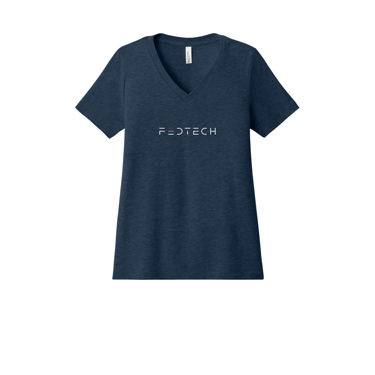 fedtech-womens-relaxed-v-neck-tee-dtf-front-6405CVC-heathernavy-flat-front