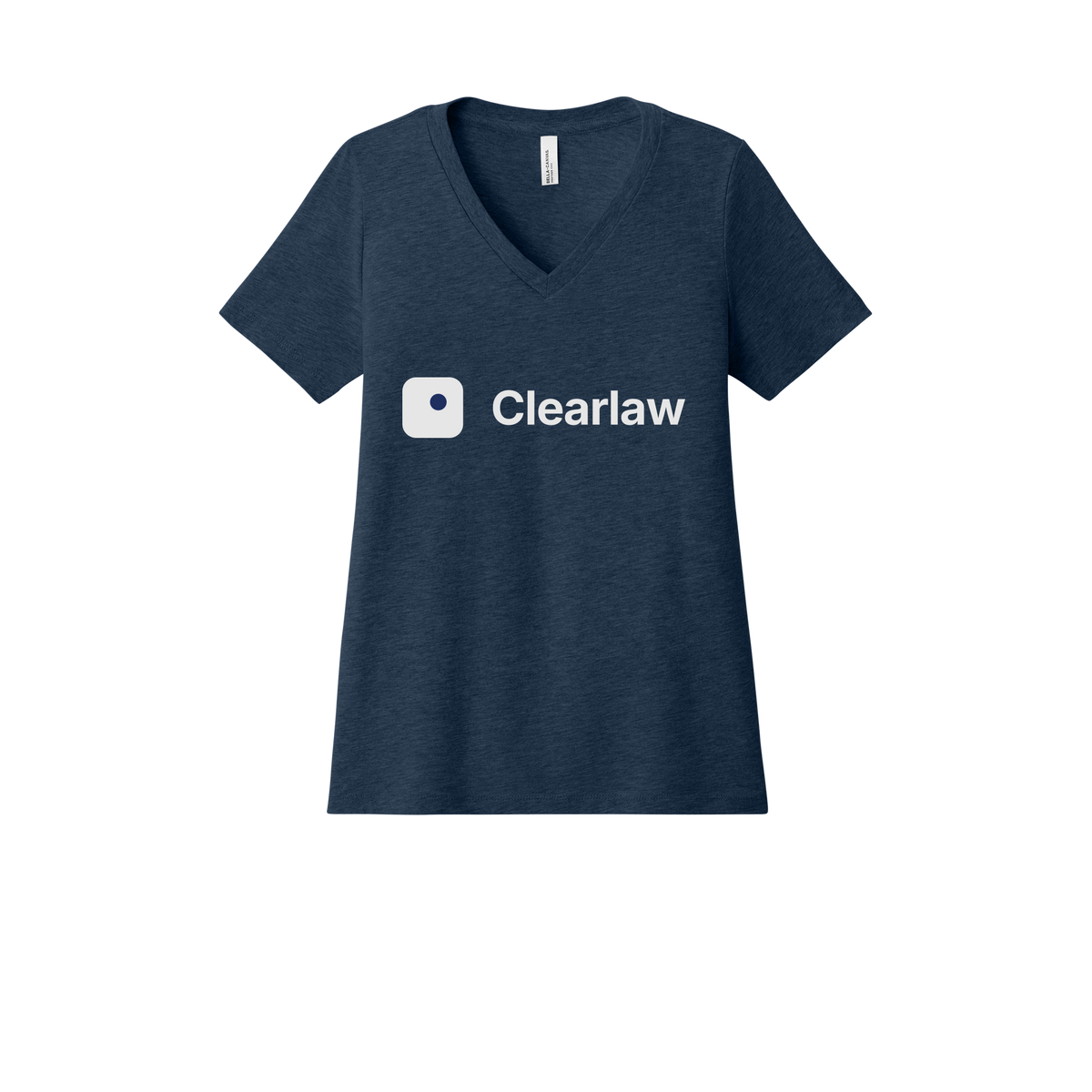 clearlaw-womens-relaxed-v-neck-tee-dtf-front-6405CVC-heathernavy-flat-front