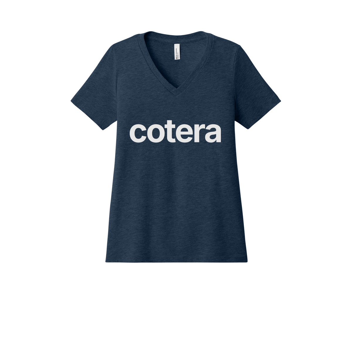 cotera-womens-relaxed-v-neck-tee-dtf-front-6405CVC-heathernavy-flat-front