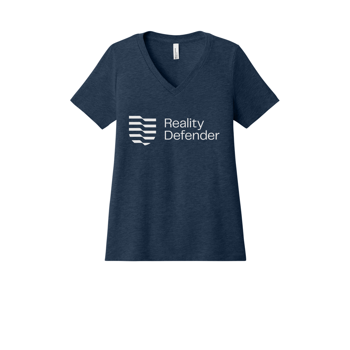 realitydefender-womens-relaxed-v-neck-tee-dtf-front-6405CVC-heathernavy-flat-front